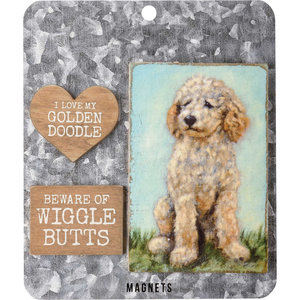 Set of Wooden Goldendoodle Magnets