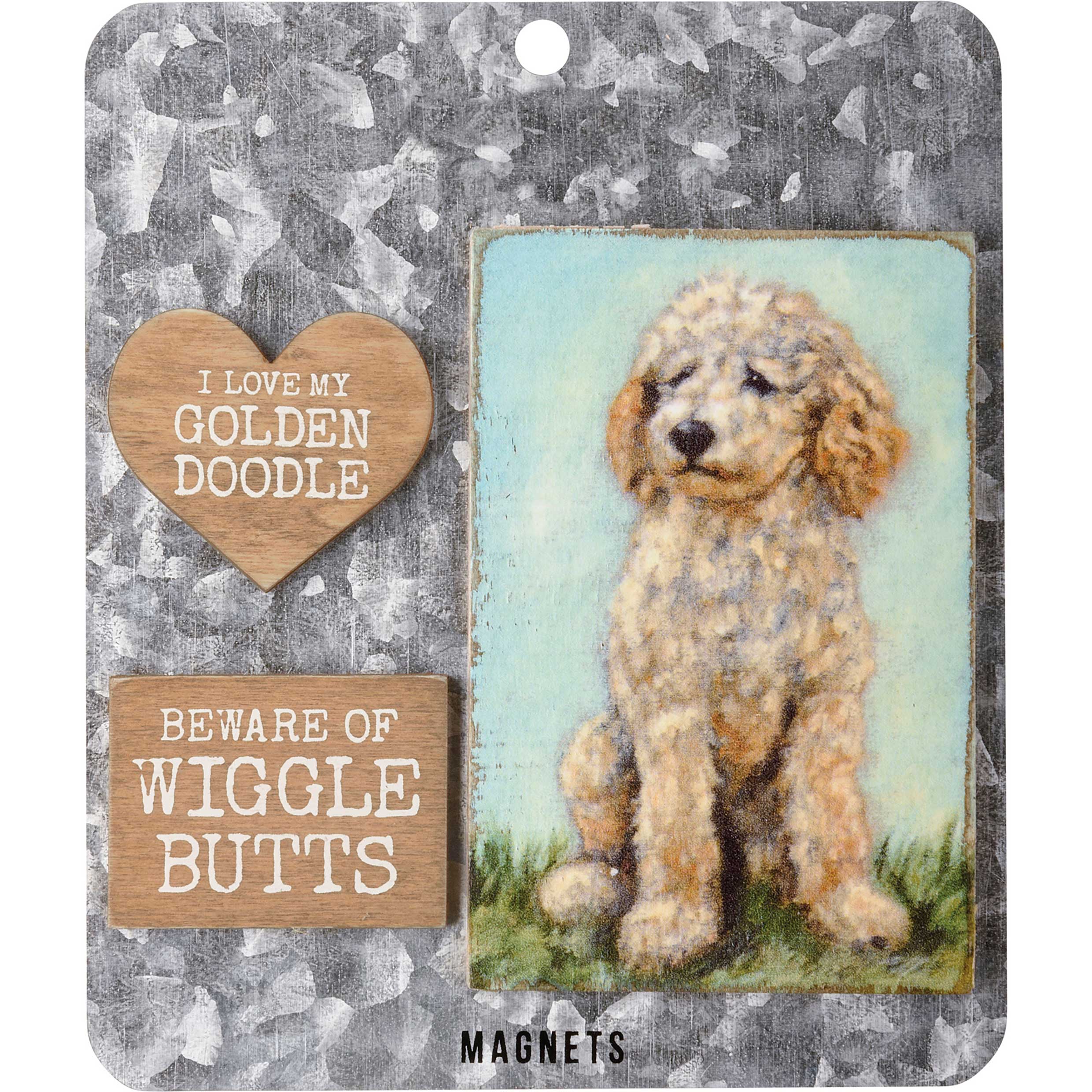 Set of Wooden Goldendoodle Magnets