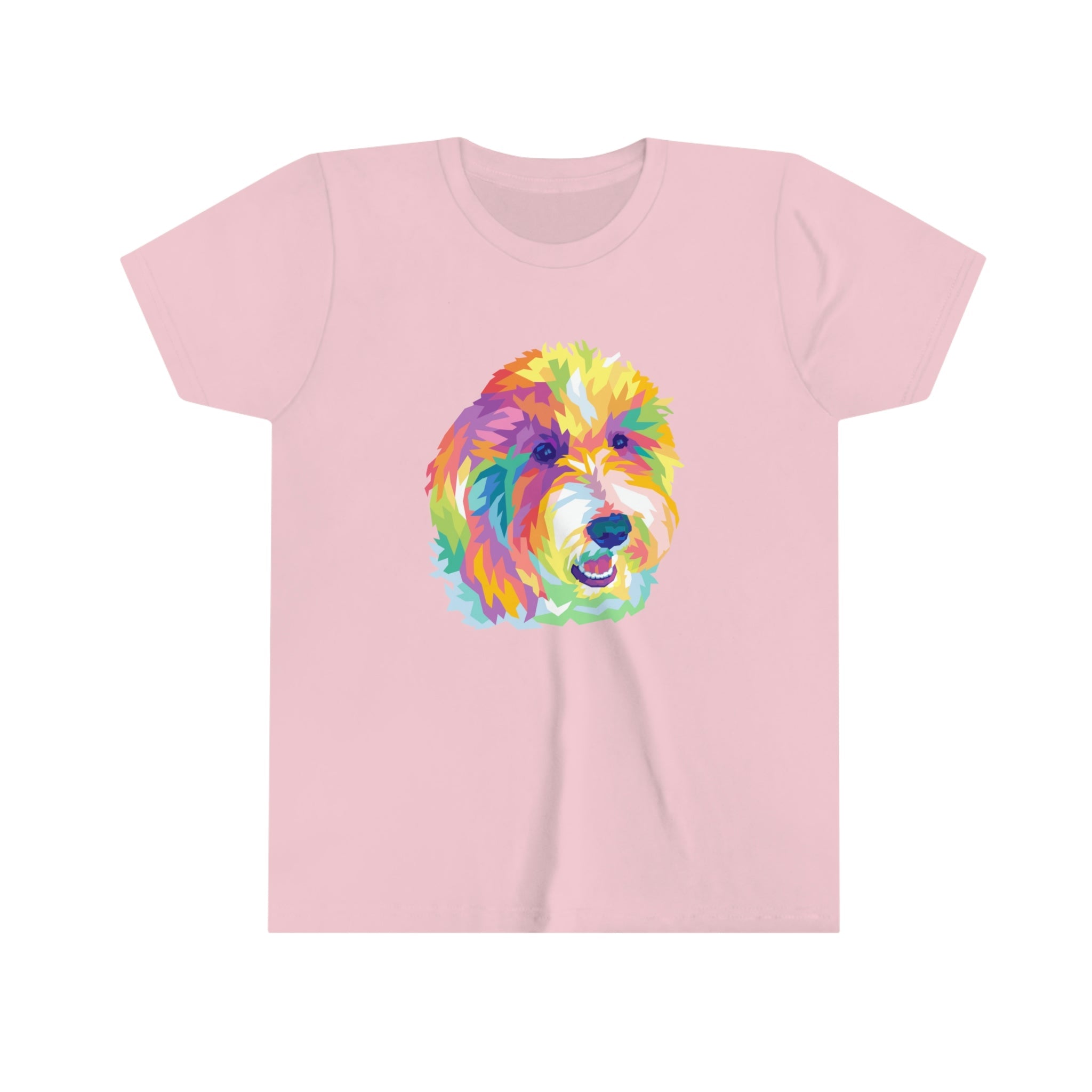 Rainbow Colorful Doodle Dog Kids Shirt, Labradoodle, Goldendoodle