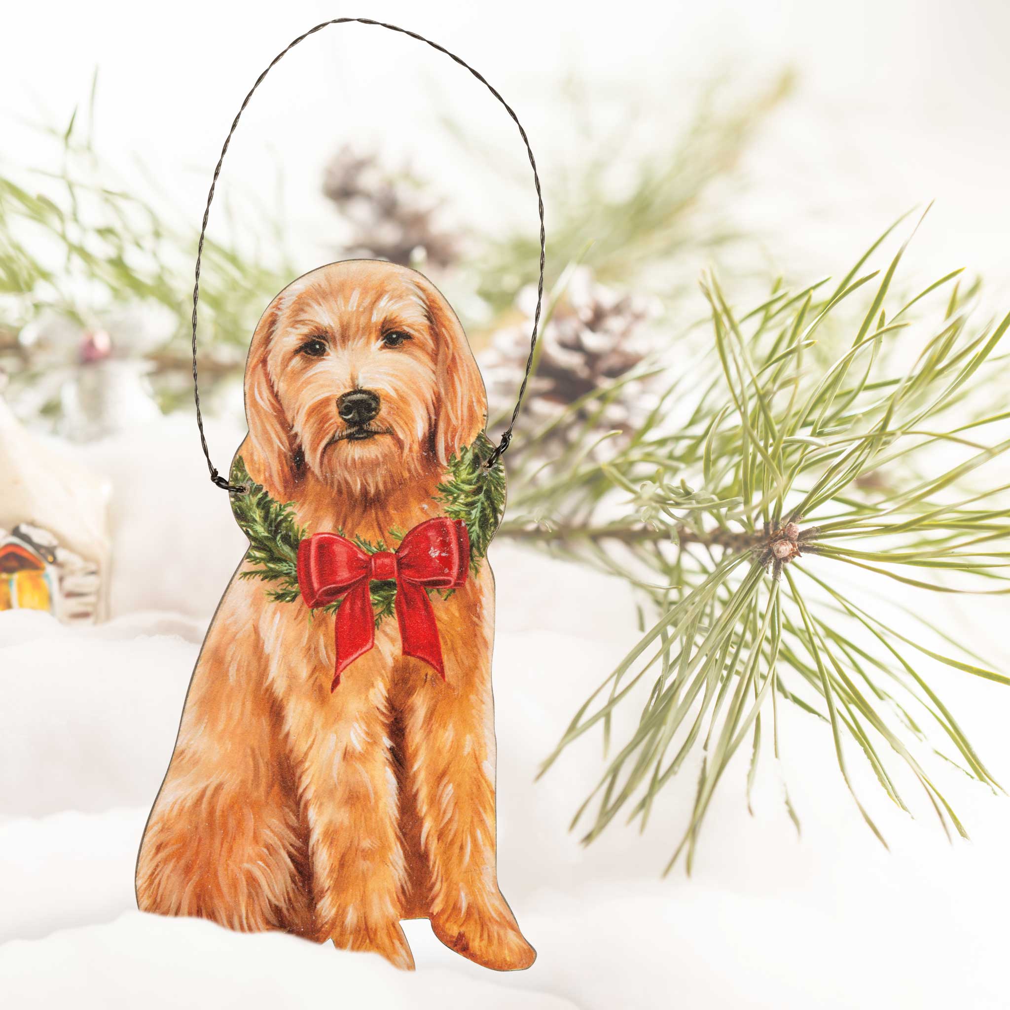 Goldendoodle Dog Wreath Ornament