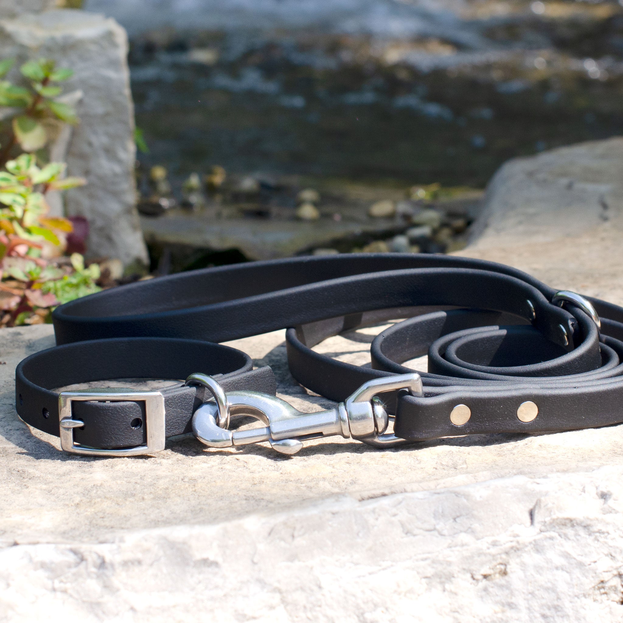 Waterproof Biothane® Leash - Black (stainless steel)