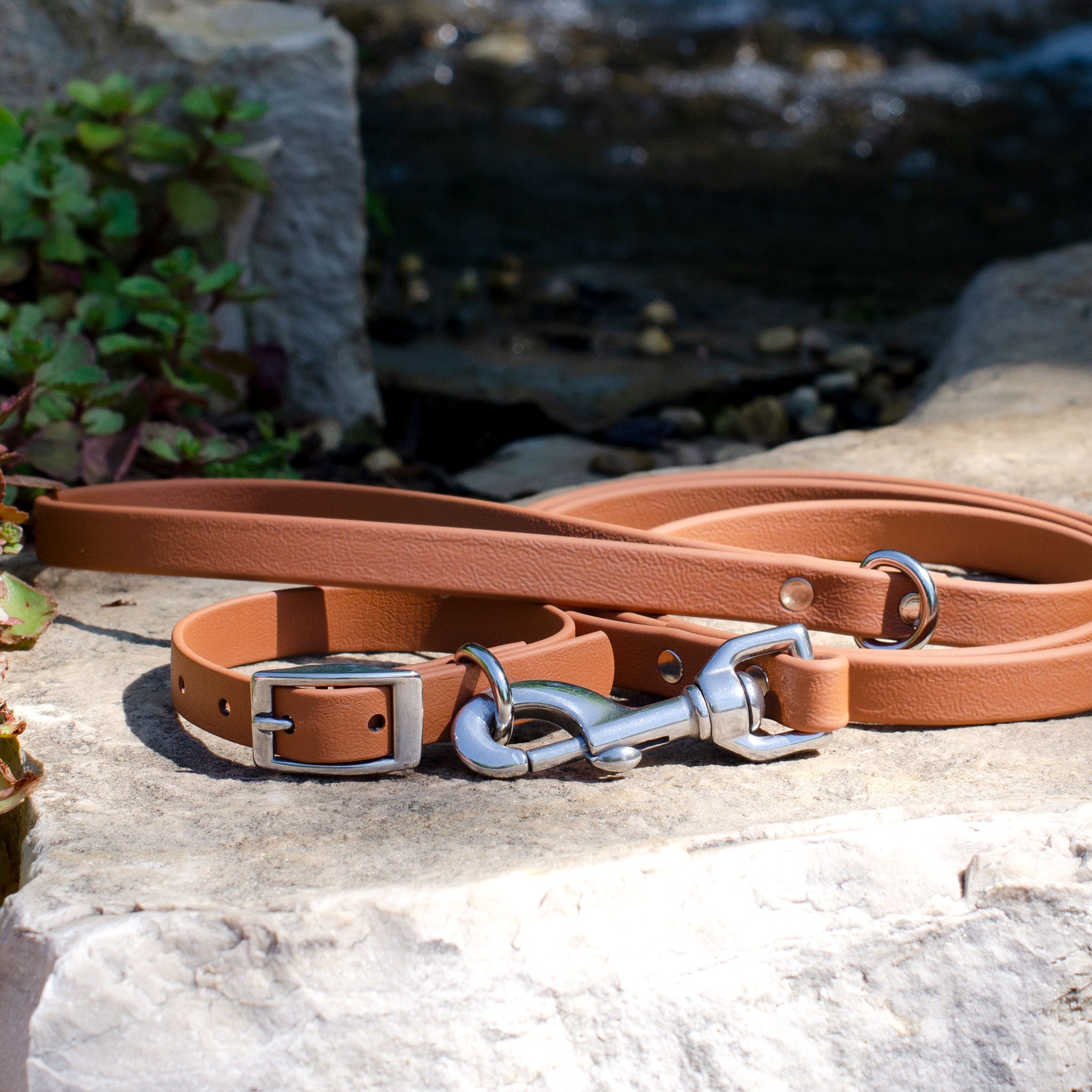 Waterproof Biothane® Leash - Caramel (stainless steel)