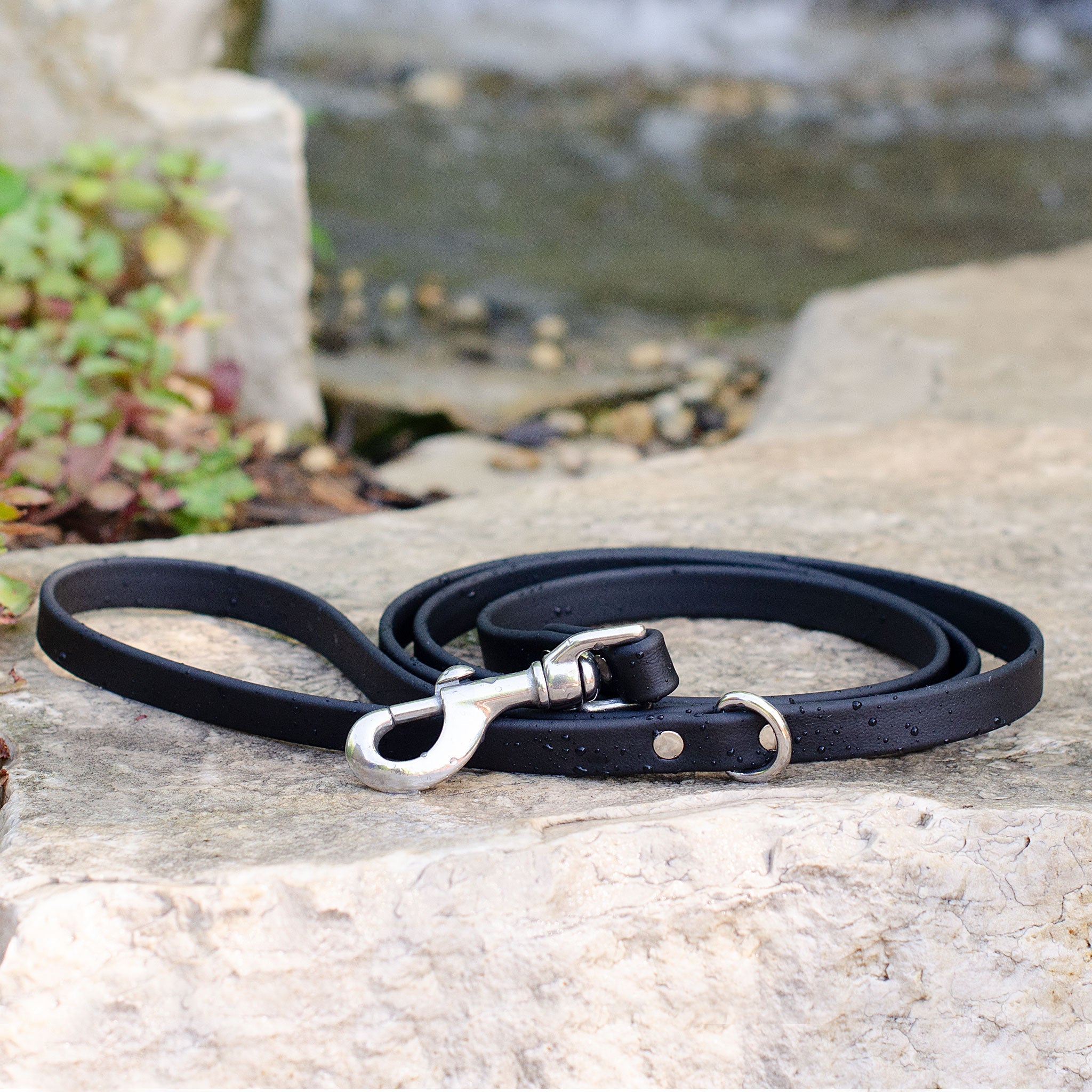 Waterproof Biothane® Leash - Black (stainless steel)