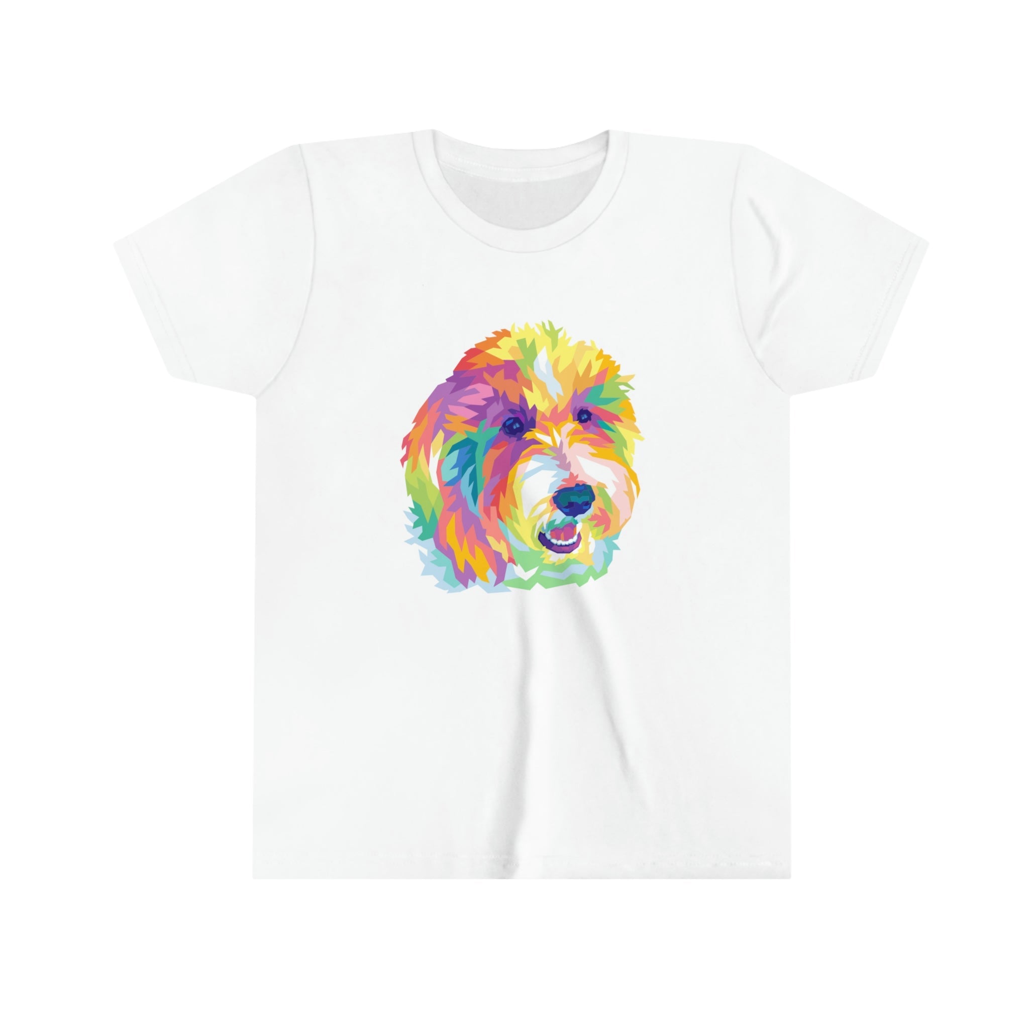 Rainbow Colorful Doodle Dog Kids Shirt, Labradoodle, Goldendoodle
