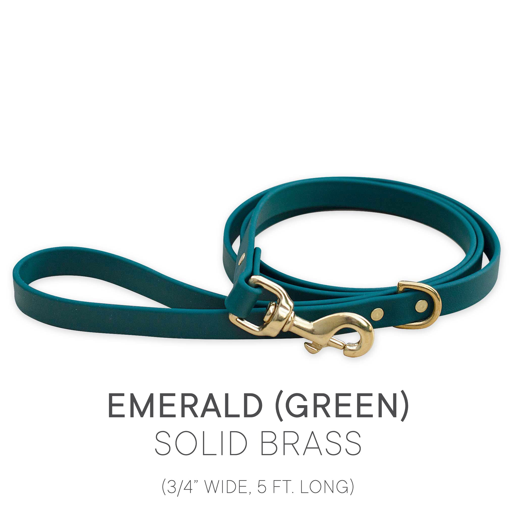 Waterproof Biothane® Leash - Emerald (brass)